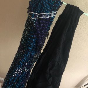 Blue Polka Dot Cashmere Scarf and Black Scarf